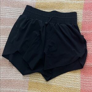 Black Women's Athletic Layered Shorts